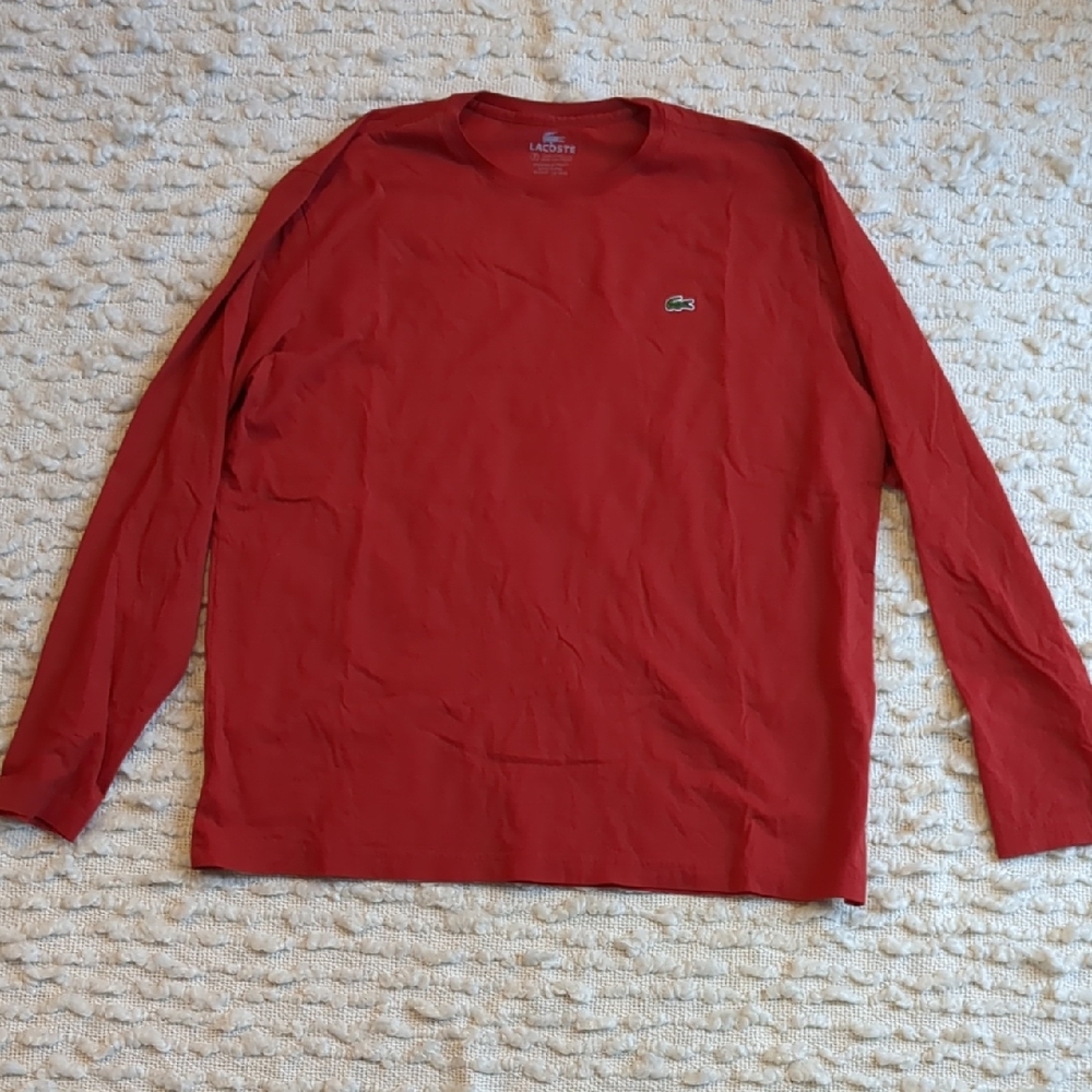 Lacoste Men's Red Long Sleeve Shirt Size 7 XXL
